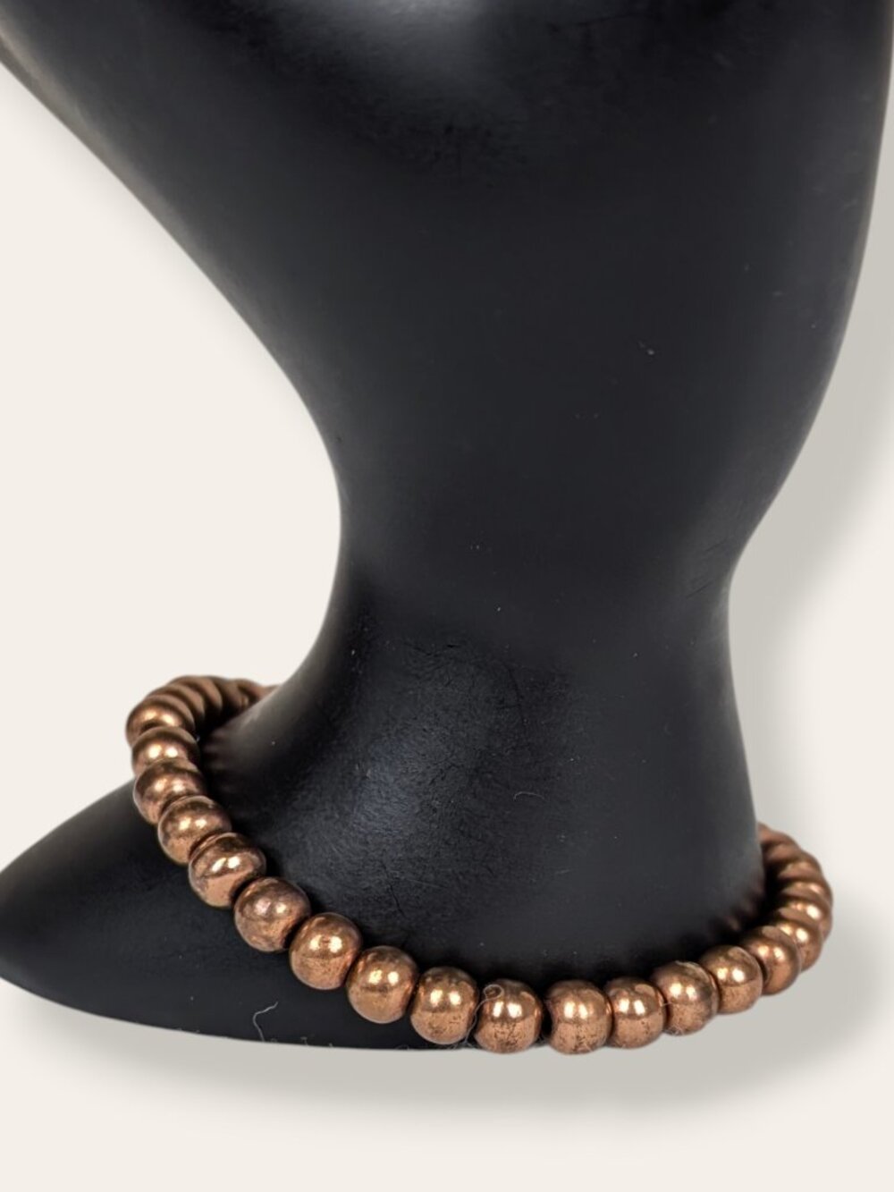 Distressed Solid Copper Beaded Stretch Bracelet